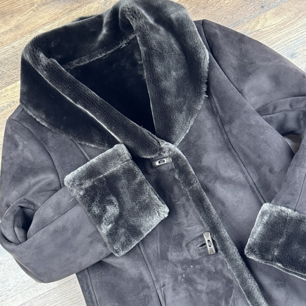 Dana‎ buchman New Women's Polyester Coat with Faux fur  Medium